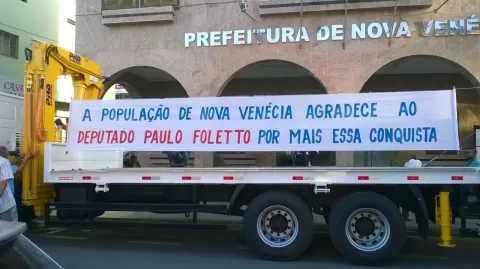 Participação em evento de entrega de caminhão em Nova Venécia